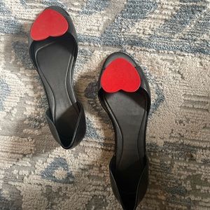 Mel Dreamed By Melissa Gloss Black Heart Fresh IV D’Orsay Flats  Size US 7